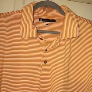 Pebble Beach Orange and White Striped Golf Polo Shirt Mens Sz XL